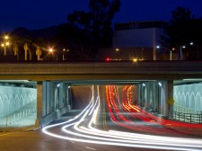 Cars under the bridge at UCR