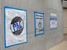Campaign posters are hung in the highly trafficked parts of campus.