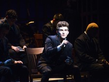 Mortiz’s friend Melchior (Nicholas Sloan) taking the mic in “Spring Awakening.”