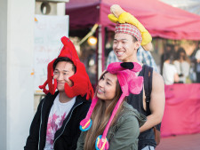 Students dress up to take pictures in the photo booth for ASPB’s 30th birthday.