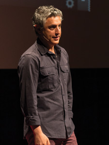 UCR professor Reza Aslan introduces himself to the crowd at TEDxUCR.