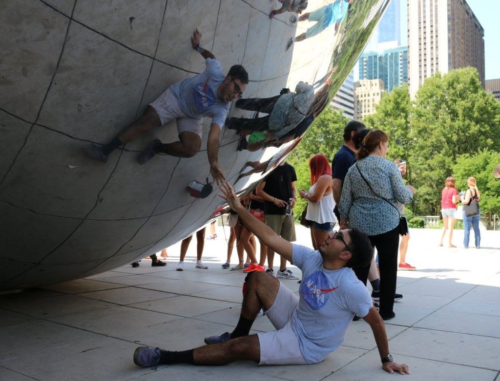 Som at The Bean in Chicago thinking about life.