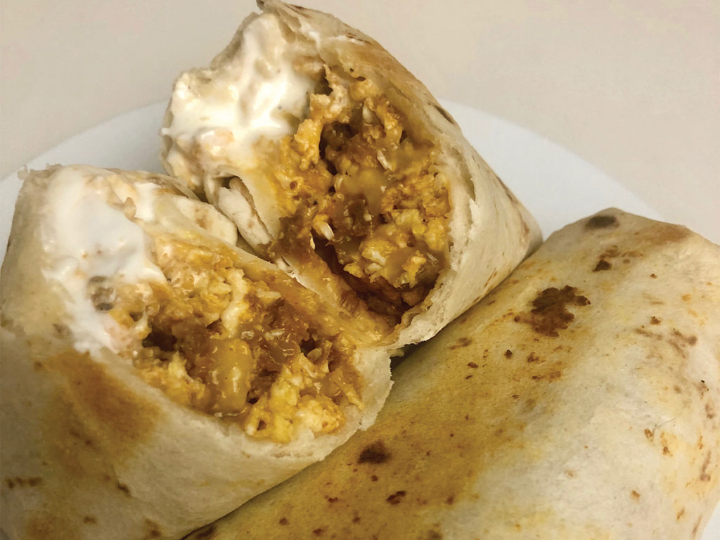 Delicious soyrizo breakfast burritos Highlander
